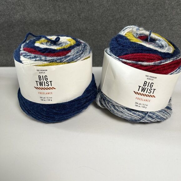 Big Twist Freelance Yarn, Royal Red Mustard White Multi Blue 312 yards - Picture 1 of 4